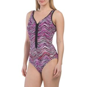 REEBOK Black Zipper One-piece Swimsuit